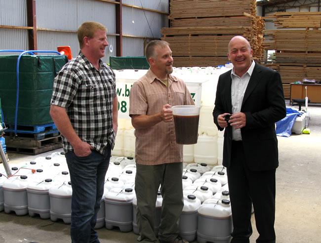 Clutha District Mayor Bryan Cadogan visits the Balclutha brewery 